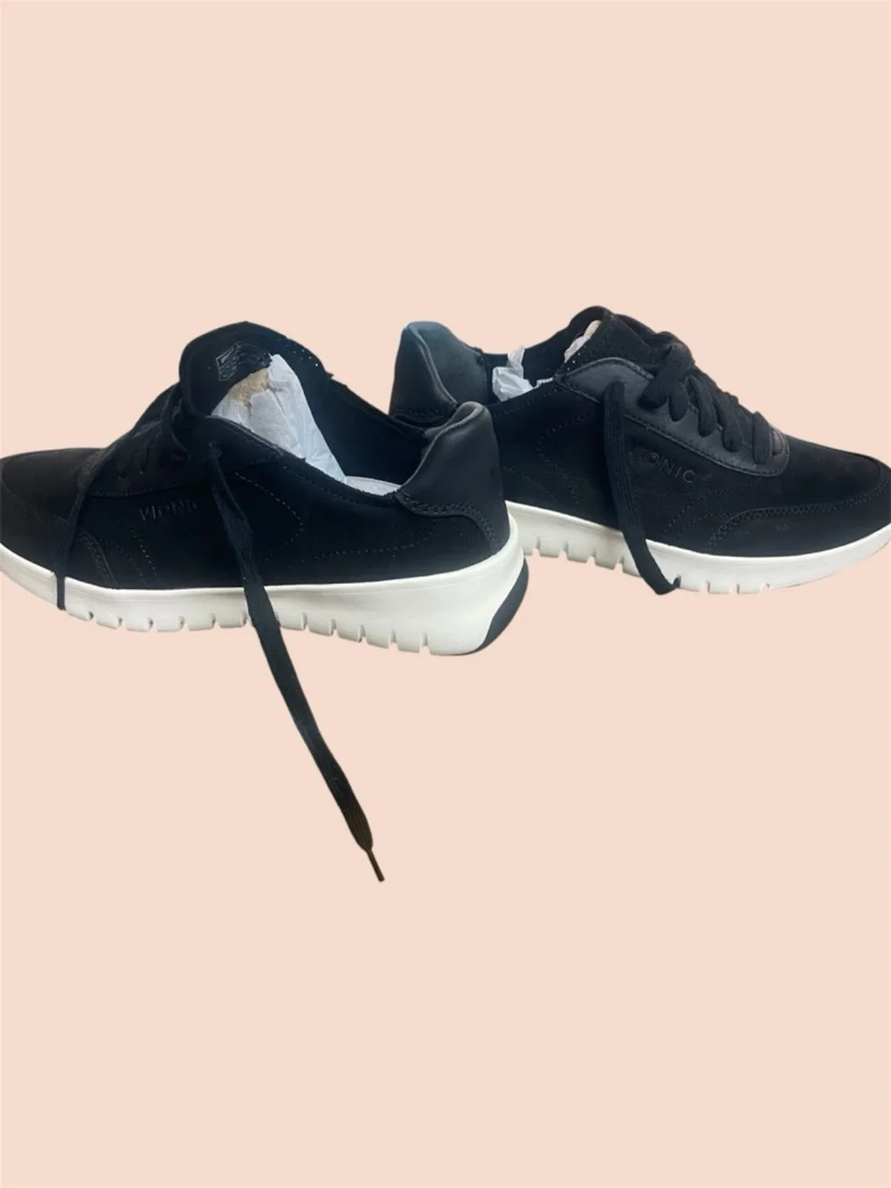 Vionic‎ Uptown Lace Up Sneakers Black Sz 7 NWOB